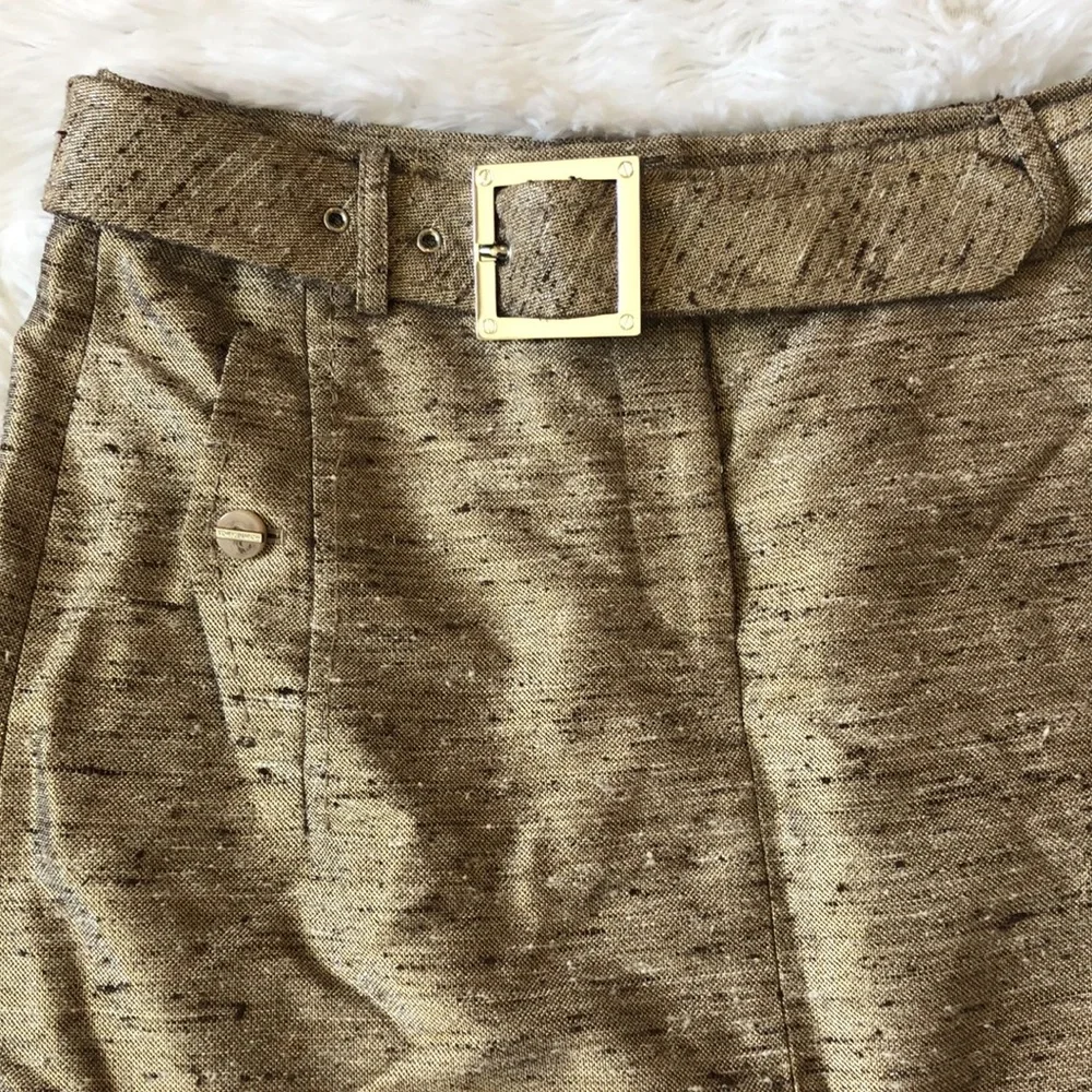 Tory Burch Belted Gold Midi Skirt